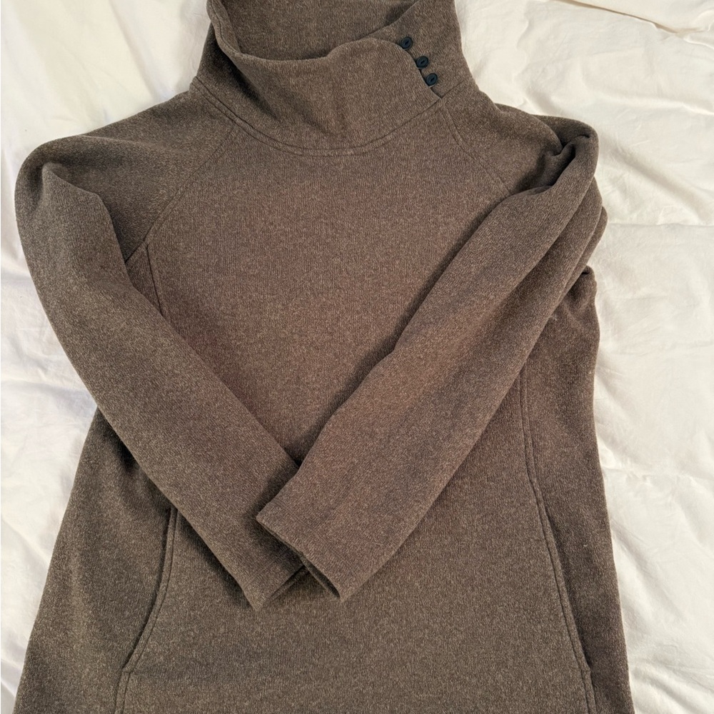 Eastern Mountain Sports Brown Funnel Neck Button Pullover